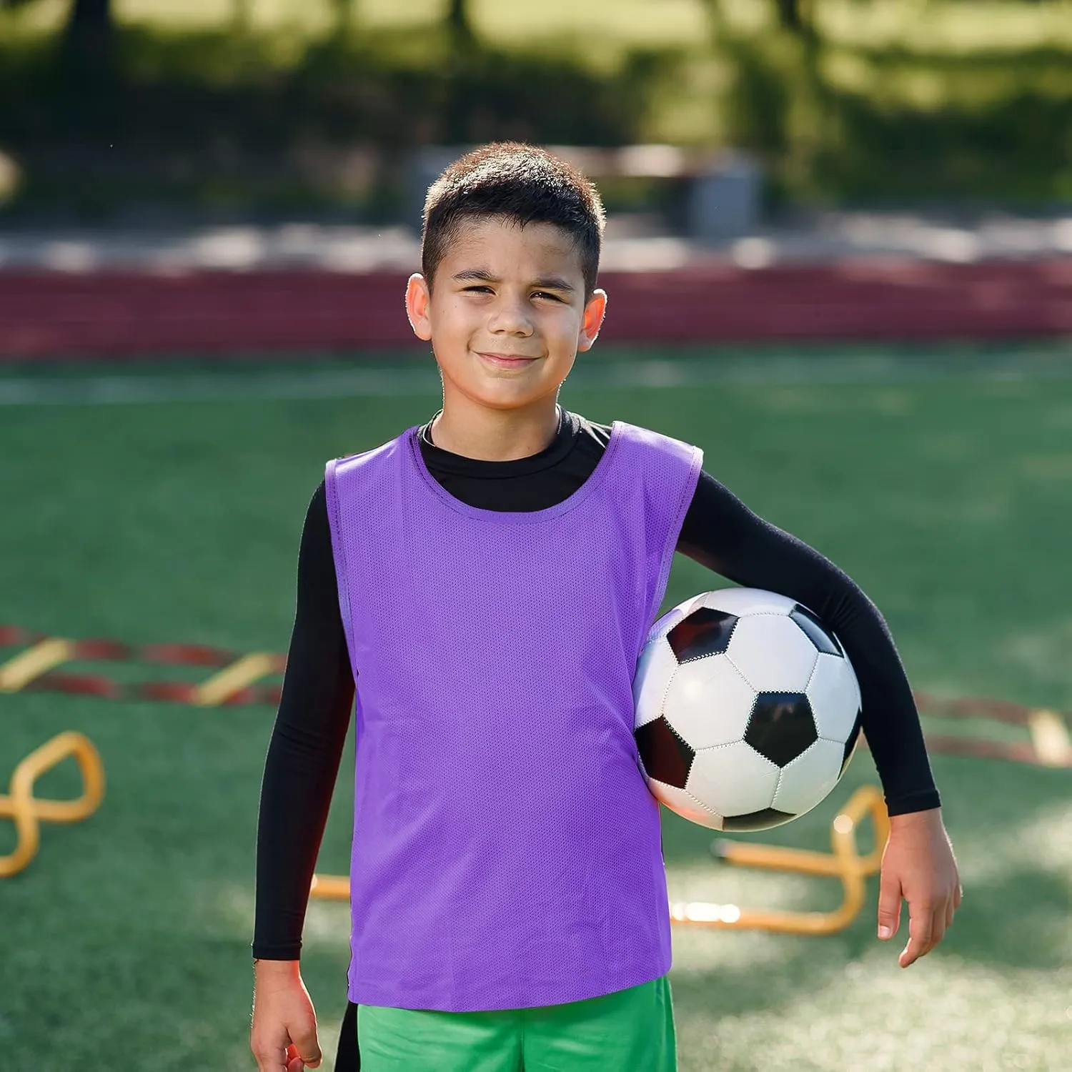 Sintege 12 Pcs Soccer Pinnies Pennies Jersey Scrimmage Vest Sports Practice Jersey Mesh Basketball Vest for Youth Adult Kids