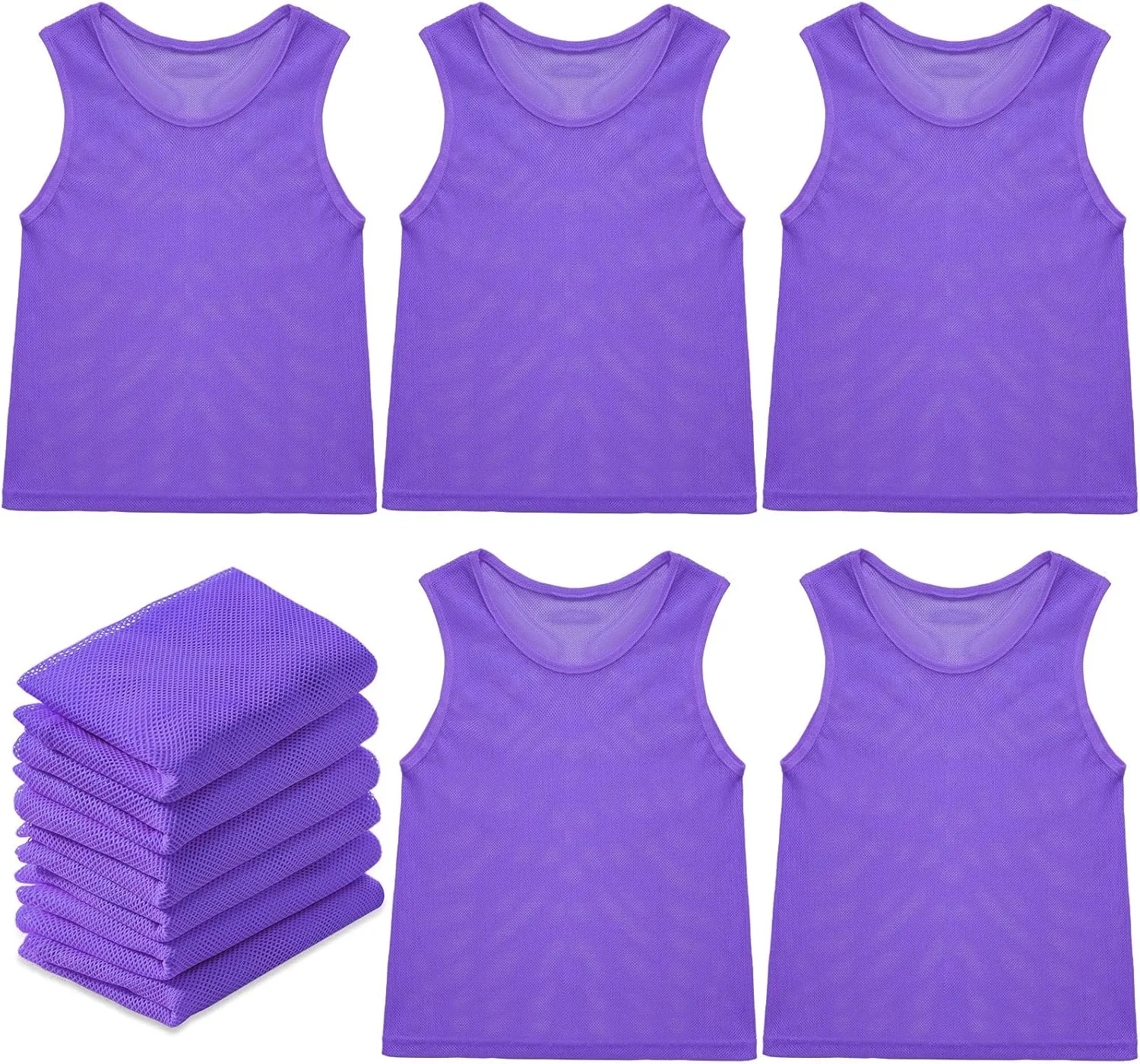 Sintege 12 Pcs Soccer Pinnies Pennies Jersey Scrimmage Vest Sports Practice Jersey Mesh Basketball Vest for Youth Adult Kids