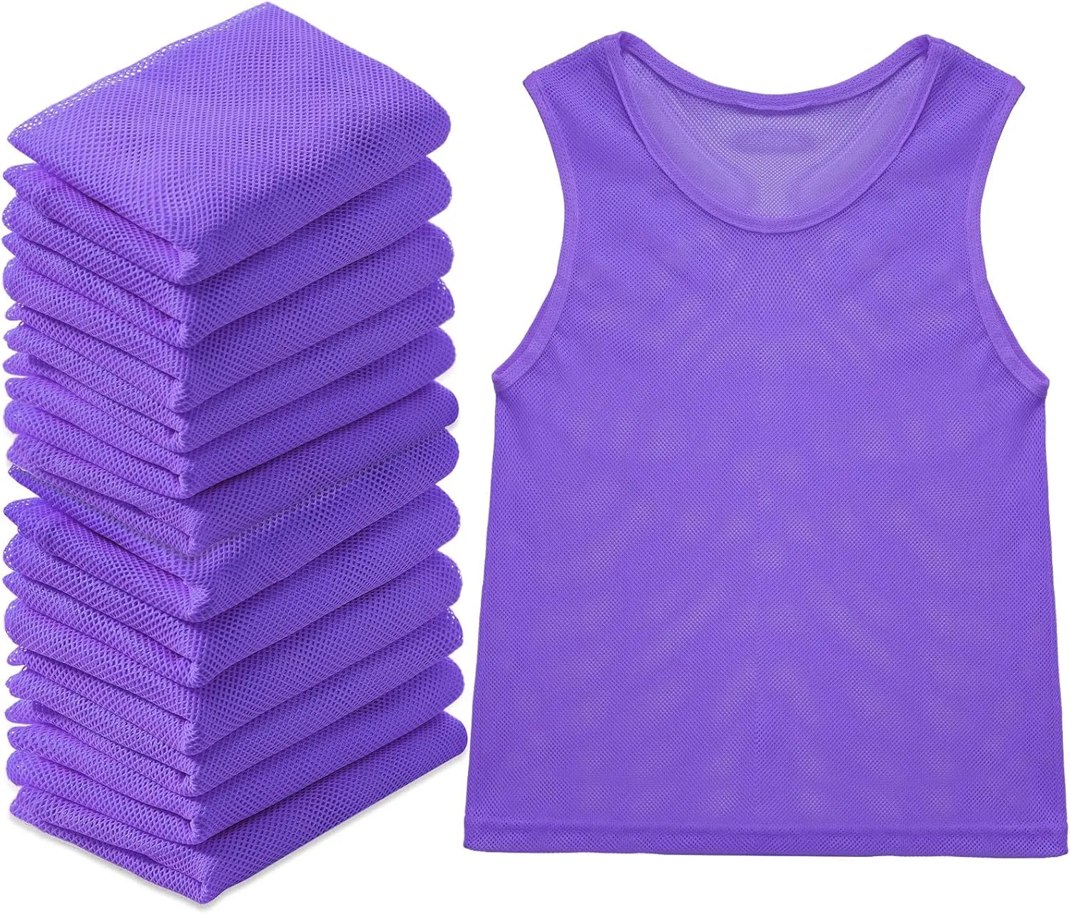 Sintege 12 Pcs Soccer Pinnies Pennies Jersey Scrimmage Vest Sports Practice Jersey Mesh Basketball Vest for Youth Adult Kids