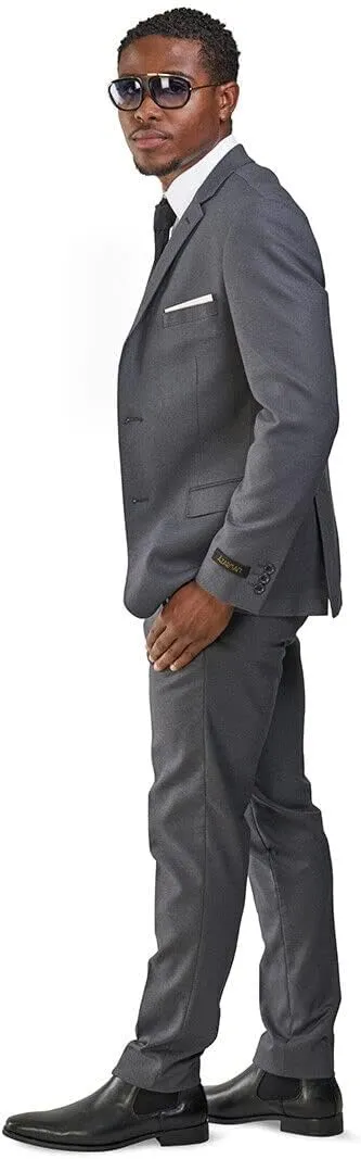 Slim Fit Men Suit Micro Textured Weave 2 Button Notch Collar AZAR 11812