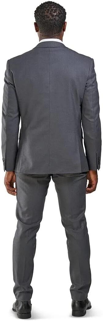 Slim Fit Men Suit Micro Textured Weave 2 Button Notch Collar AZAR 11812