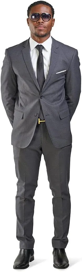 Slim Fit Men Suit Micro Textured Weave 2 Button Notch Collar AZAR 11812