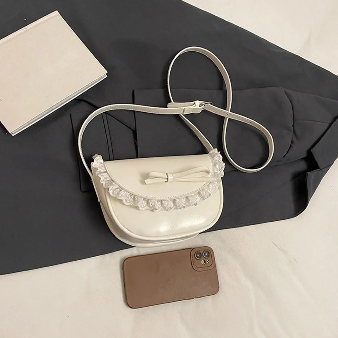 Small Crossbody Bags for Women Bow Purse Saddle Bag Trendy Shoulder Bag Satchel Coquette Aesthetic Leather Cute Handbag