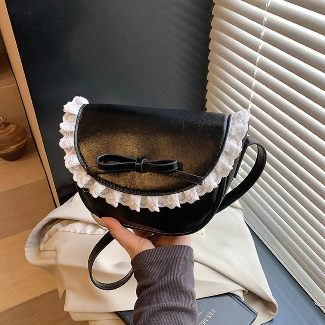 Small Crossbody Bags for Women Bow Purse Saddle Bag Trendy Shoulder Bag Satchel Coquette Aesthetic Leather Cute Handbag