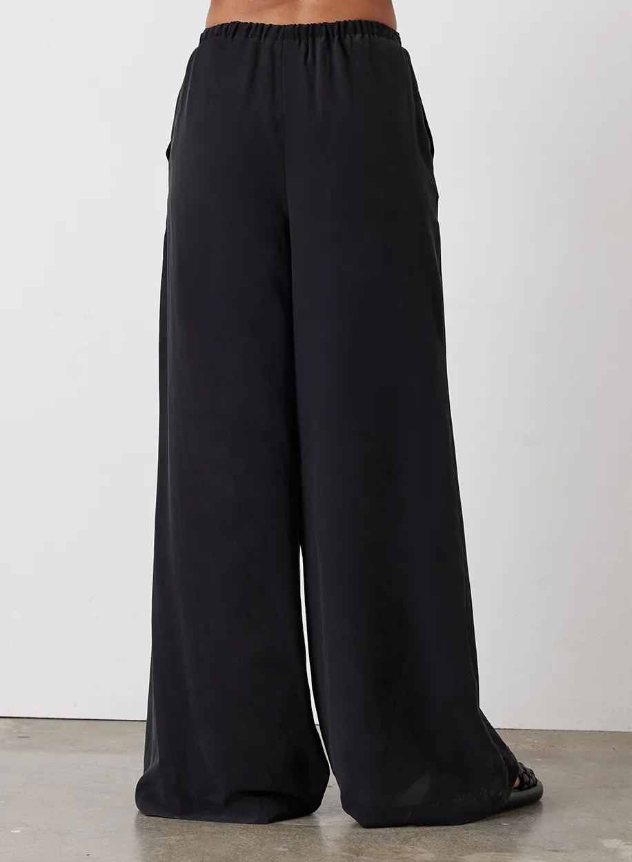 Sophia Silk Palazzo Pant | Sandwash Black