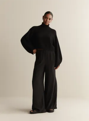 Sophia Silk Palazzo Pant | Sandwash Black