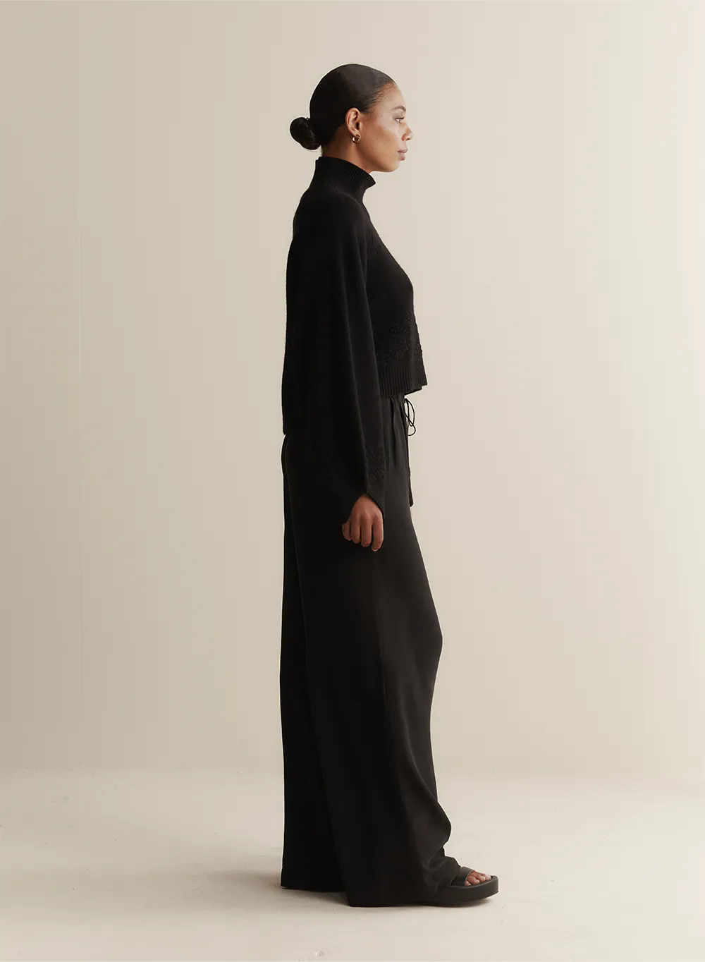 Sophia Silk Palazzo Pant | Sandwash Black