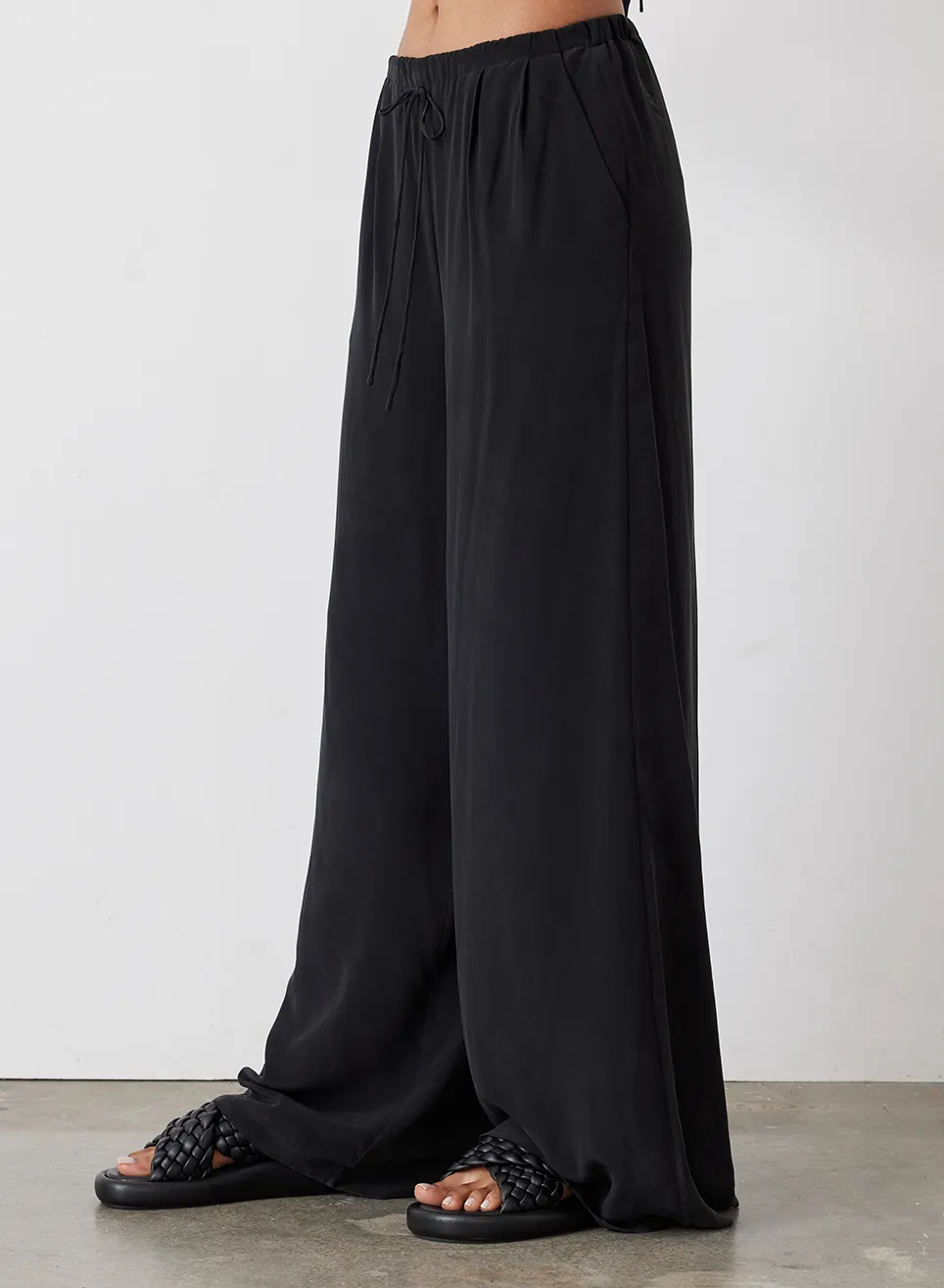 Sophia Silk Palazzo Pant | Sandwash Black