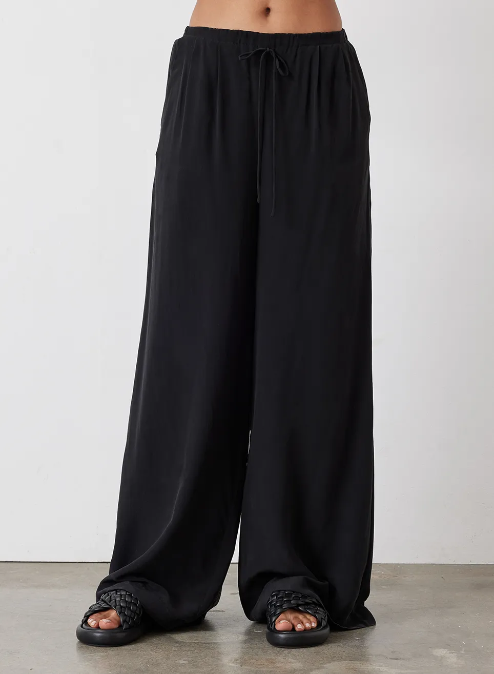 Sophia Silk Palazzo Pant | Sandwash Black