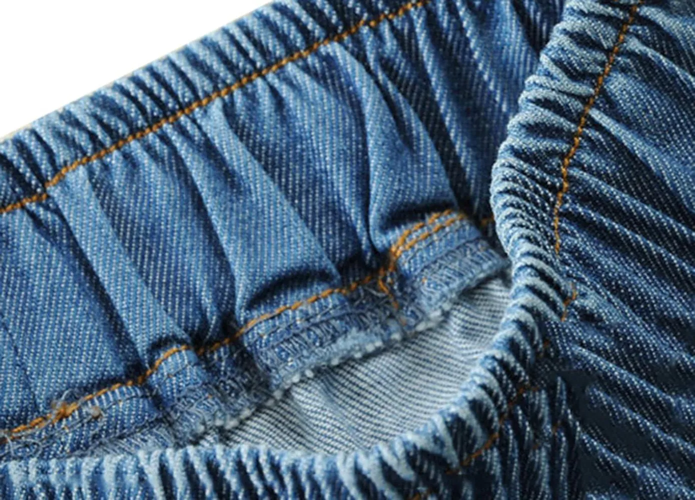 Toddler Kid Boy Elastic Mid Waist Washed Full Length Straight Pants Denim Jeans
