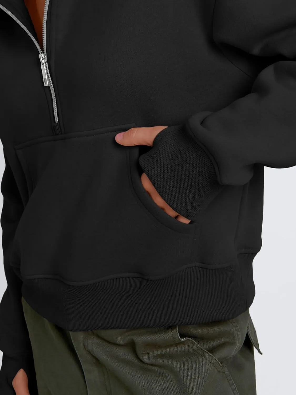 Trendy Queen Womens Sweatshirts Quarter Zip Pullover Oversized Cropped Sweater Fall Winter Hoodies