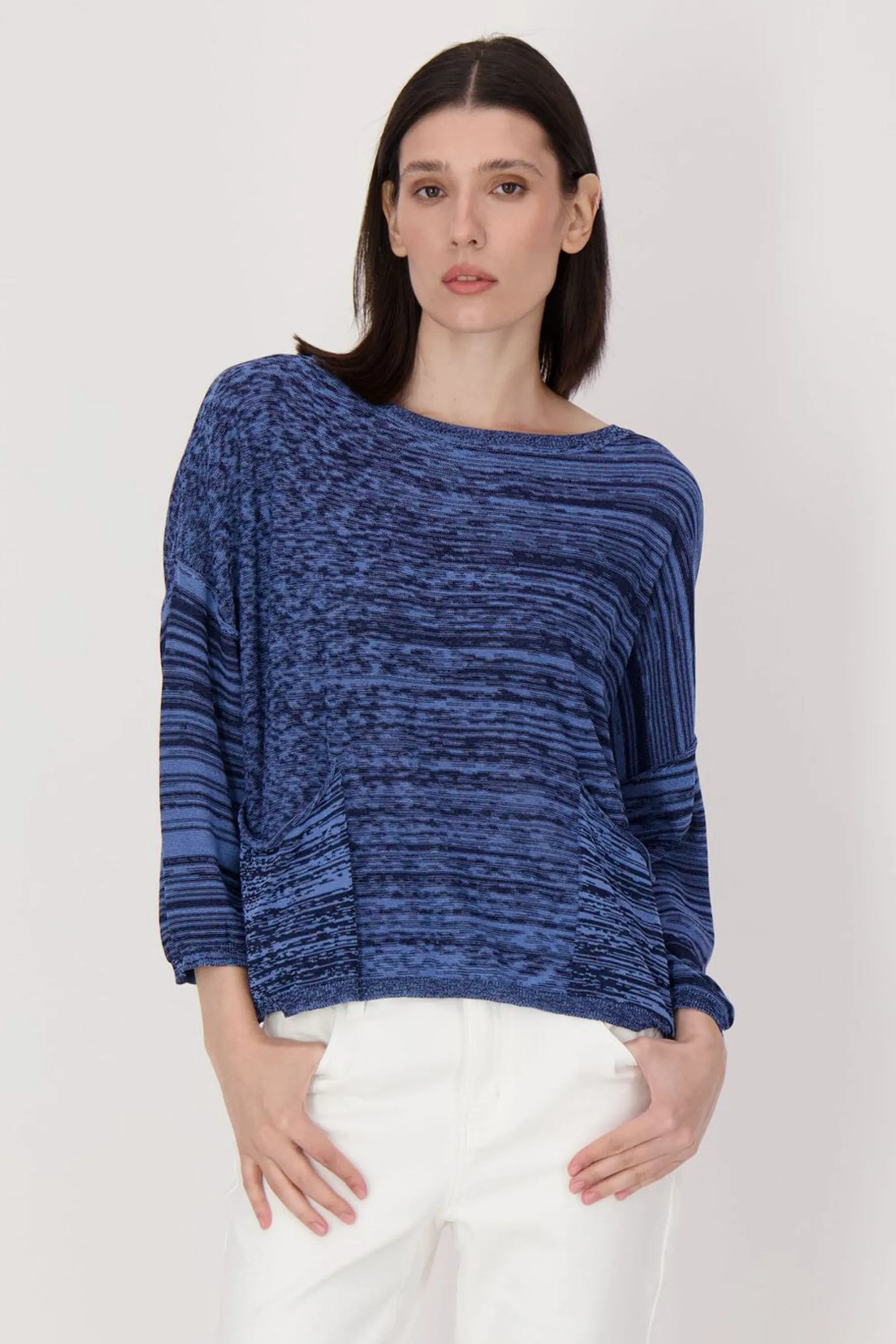 VARIEGATED 3/4 SLEEVE TOP