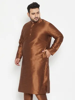 VASTRAMAY Men's Silk Blend Coffee Brown Kurta
