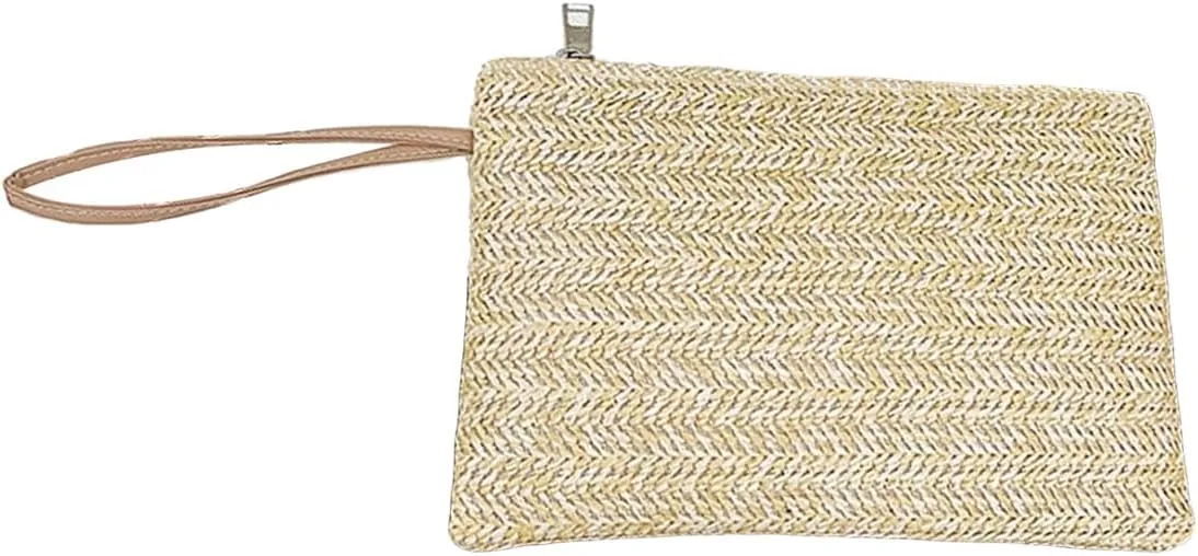 Verdusa Women's Straw Clutch Purses Summer Beach Bags Woven Wristlet Handbags