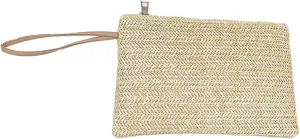 Verdusa Women's Straw Clutch Purses Summer Beach Bags Woven Wristlet Handbags