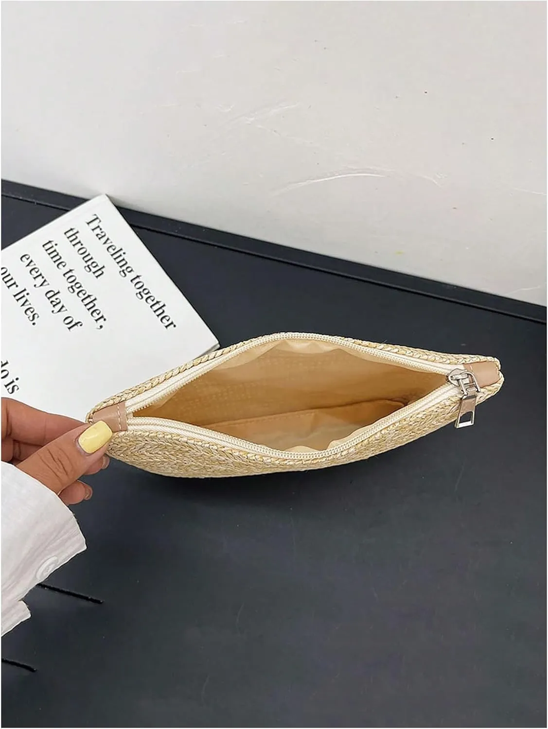 Verdusa Women's Straw Clutch Purses Summer Beach Bags Woven Wristlet Handbags
