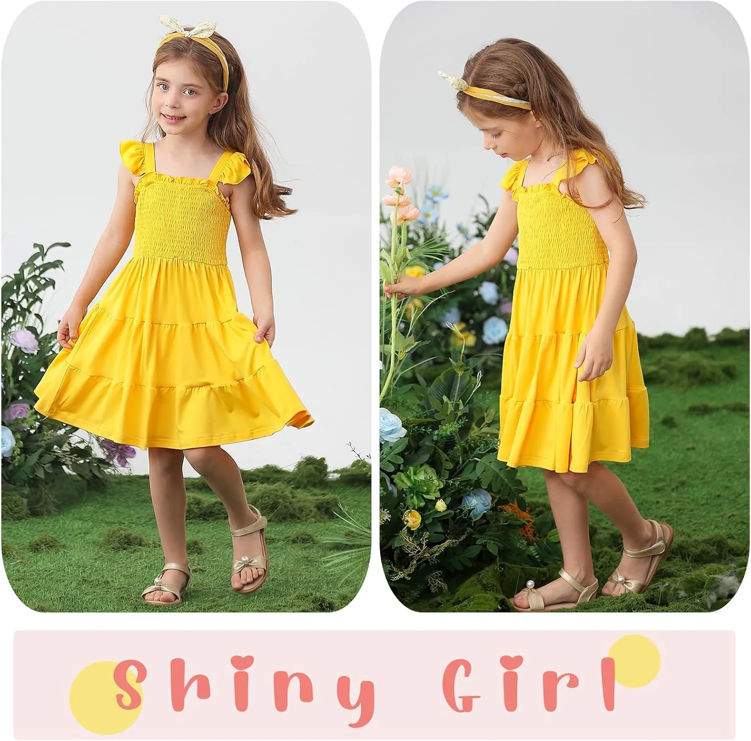 Vieille Toddler Girls Rainbow Dress Summer Ruffle Sleeveless Kids Princess Casual Dress 2-6 Years