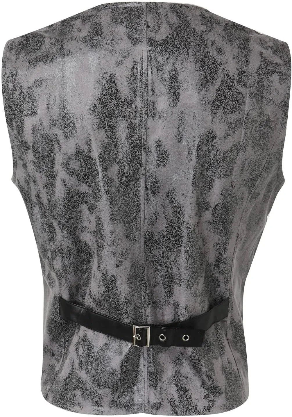 Vintage Leather Vest for Men Casual V Neck Button Down Waistcoat Slim Fit Western Cowboy Vest Sleeveless Jacket Winter