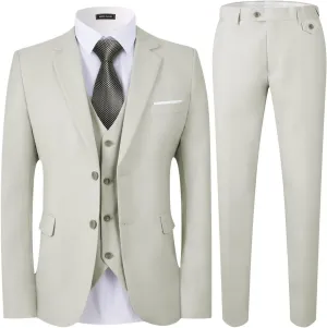 WEEN CHARM Men's 3-Piece Slim Fit Suit Set-2-Button Blazer,Vest & Pants-Formal Wedding,Prom,Party & Business Tuxedo