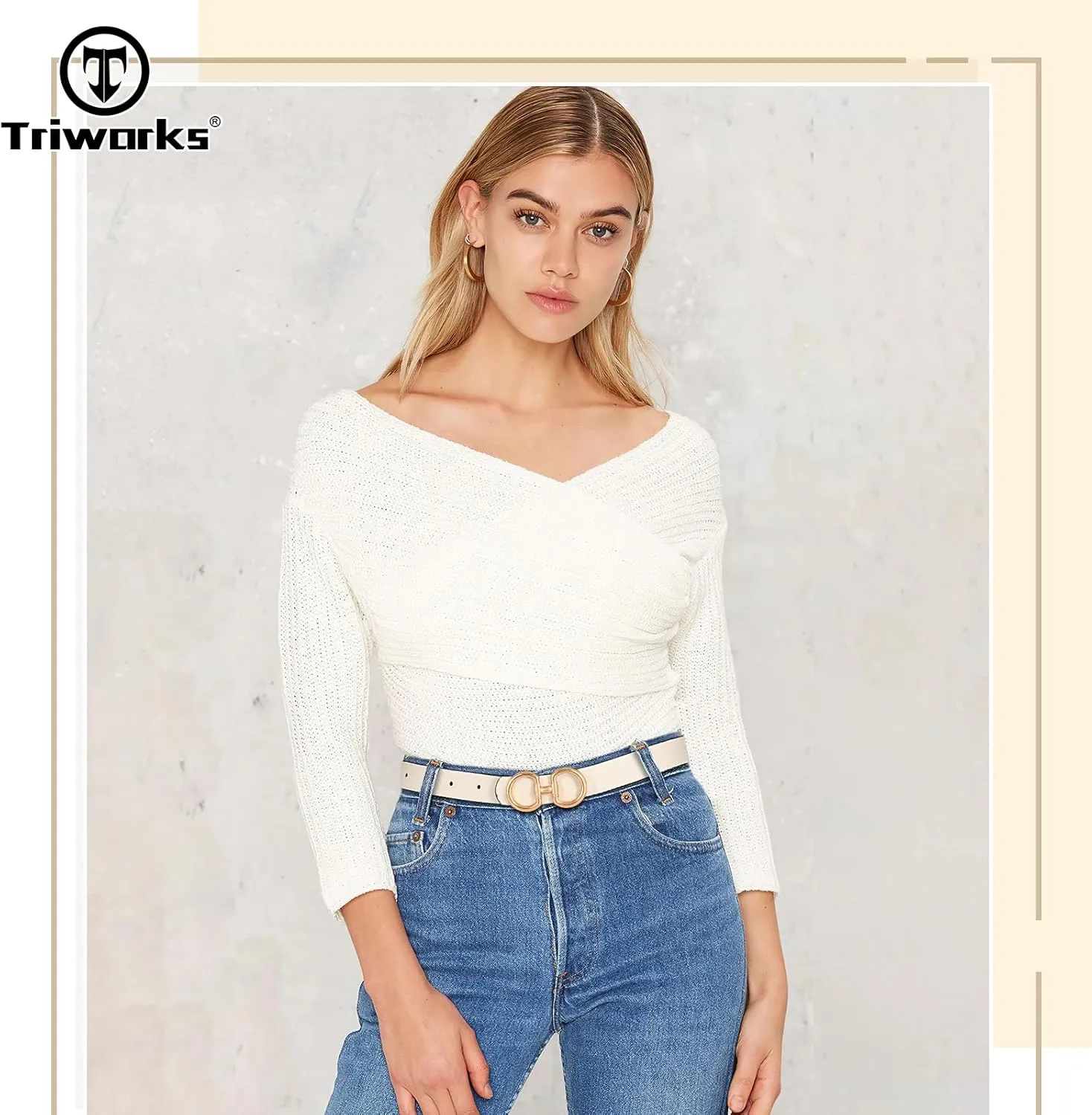 Women Reversible Leather Belt for Jeans Pants Fashion Ladies Belt with Gold Buckle