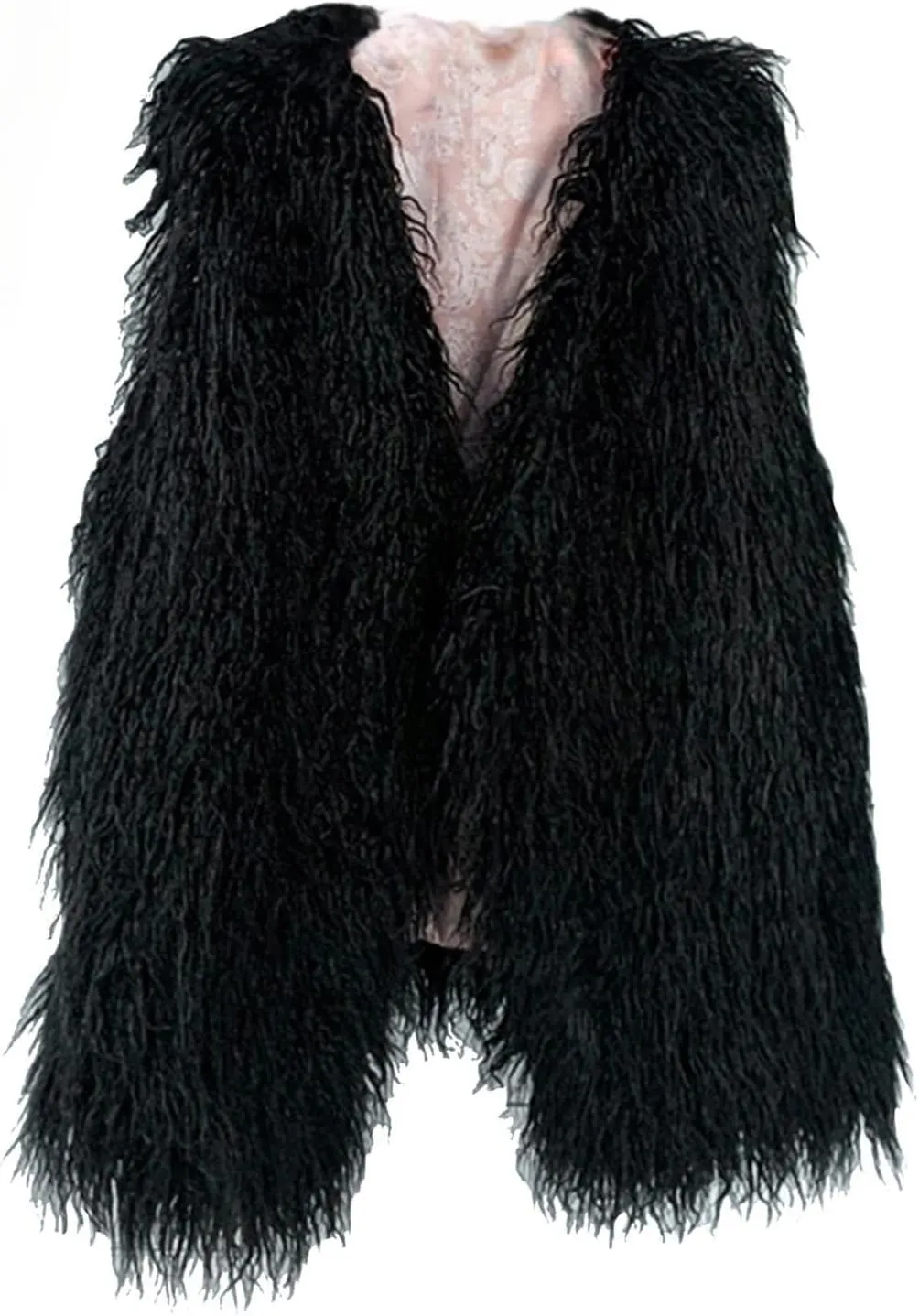 Women's Fluffy Faux Fur Vest,Shaggy Cropped Short Jacket Coat