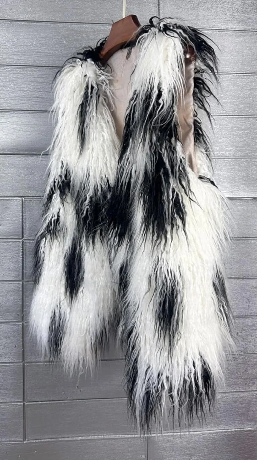 Women's Fluffy Faux Fur Vest,Shaggy Cropped Short Jacket Coat