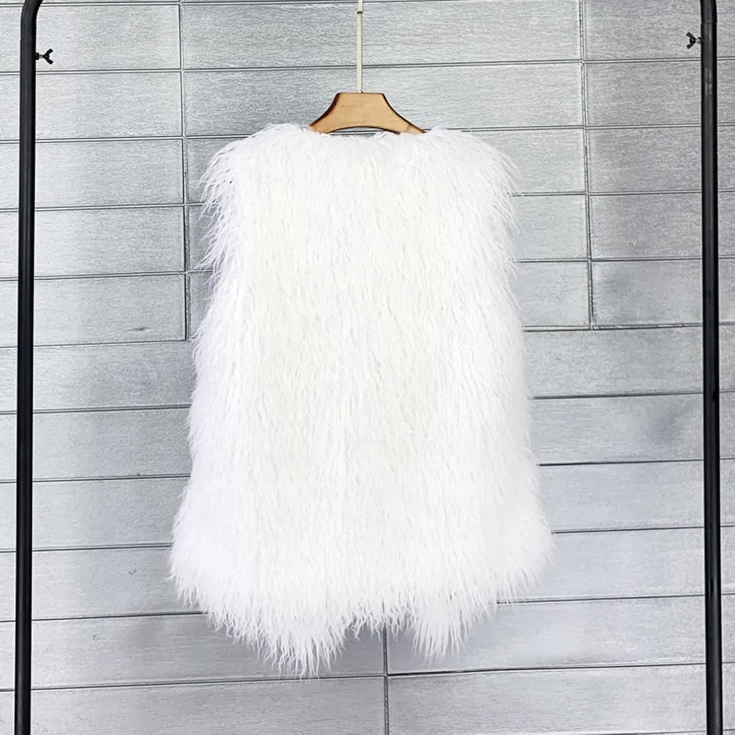 Women's Fluffy Faux Fur Vest,Shaggy Cropped Short Jacket Coat