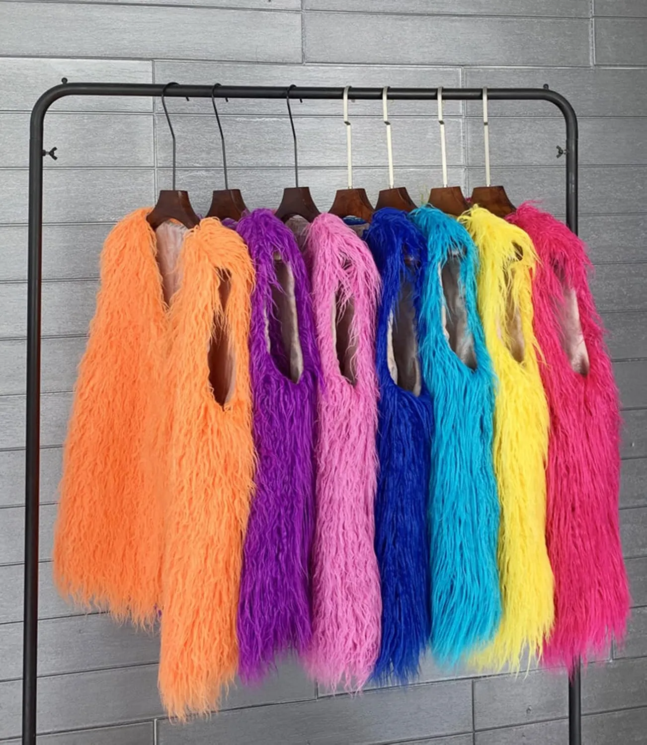 Women's Fluffy Faux Fur Vest,Shaggy Cropped Short Jacket Coat
