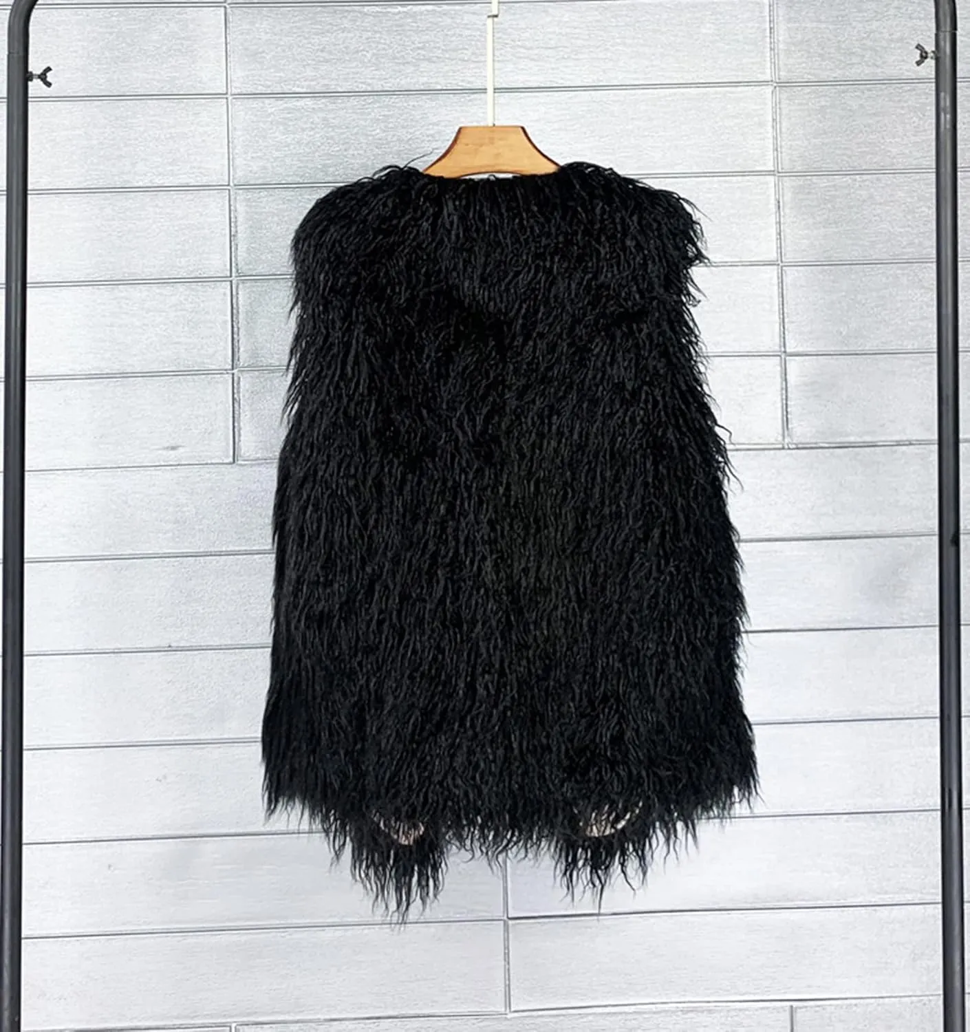 Women's Fluffy Faux Fur Vest,Shaggy Cropped Short Jacket Coat
