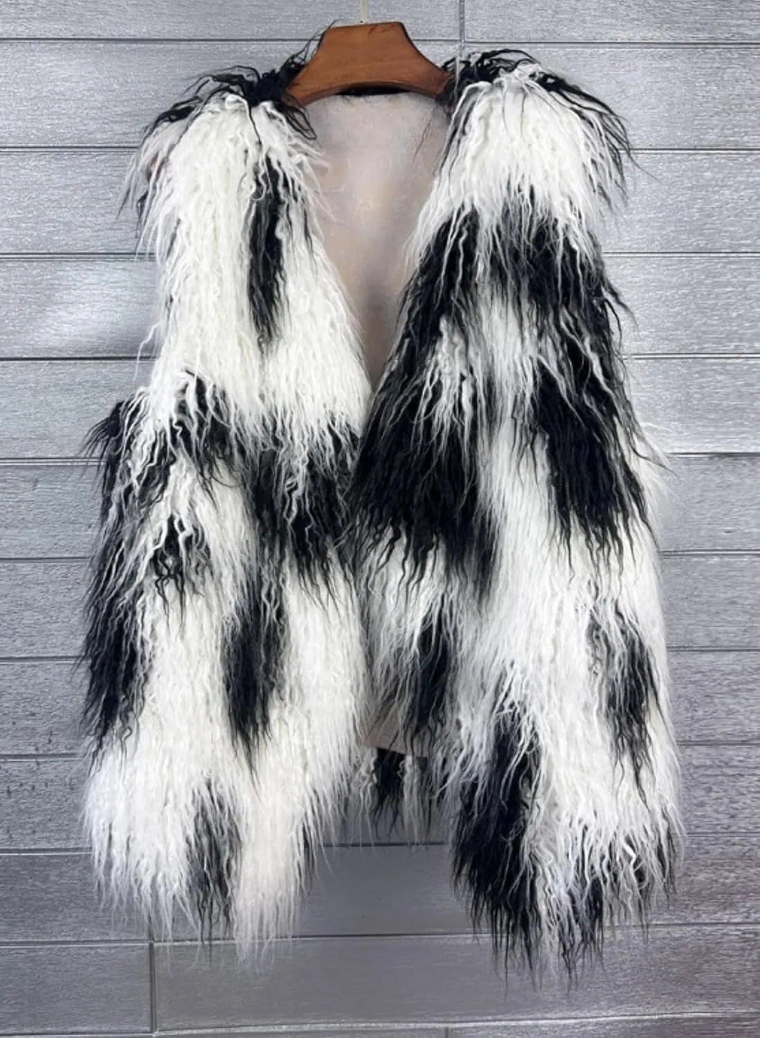 Women's Fluffy Faux Fur Vest,Shaggy Cropped Short Jacket Coat