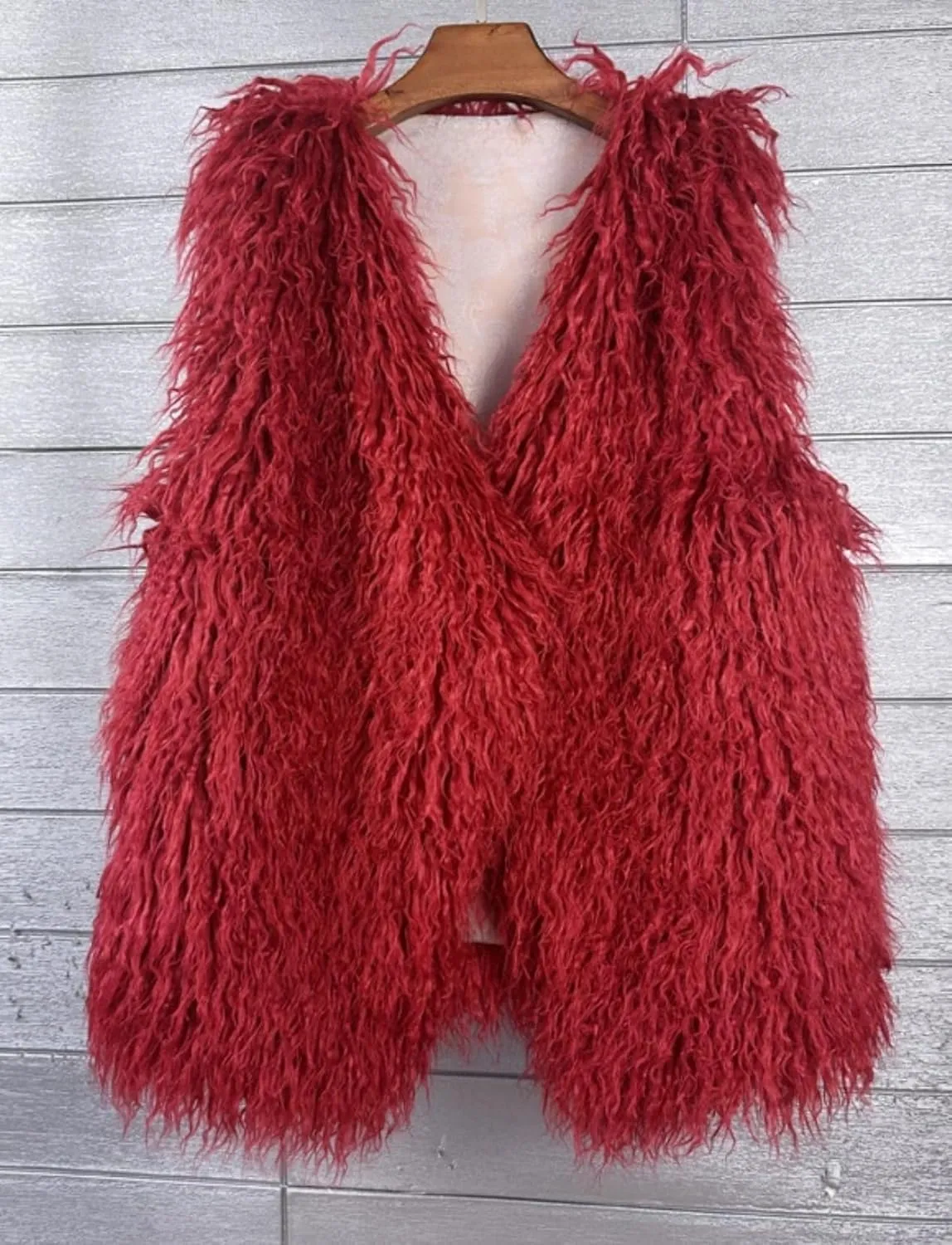 Women's Fluffy Faux Fur Vest,Shaggy Cropped Short Jacket Coat
