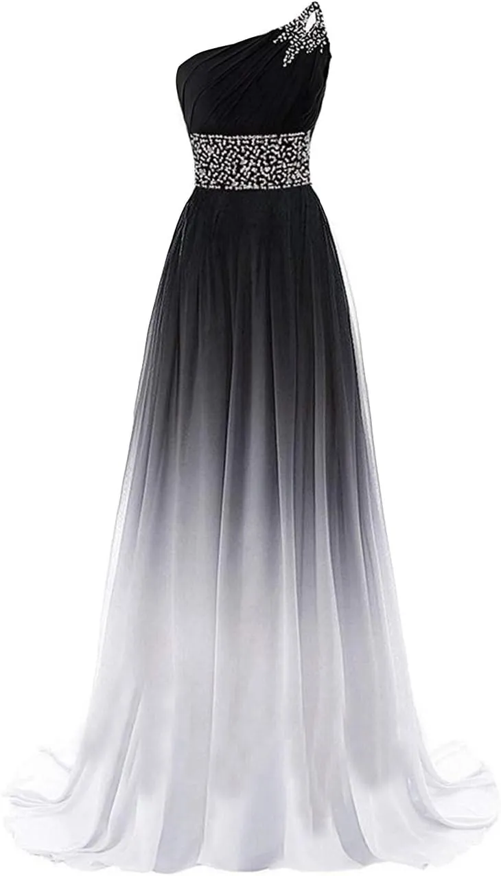 Women's Gradient Prom Dress Formal Evening Gowns Chiffon Long Prom Party Dresses