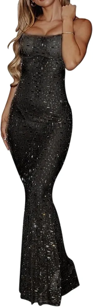 Women's Mesh Rhinestone Cover Up Dress Sparkle Beach Swimwear Coverups Shiny Crystal Sheer Maxi Dresses