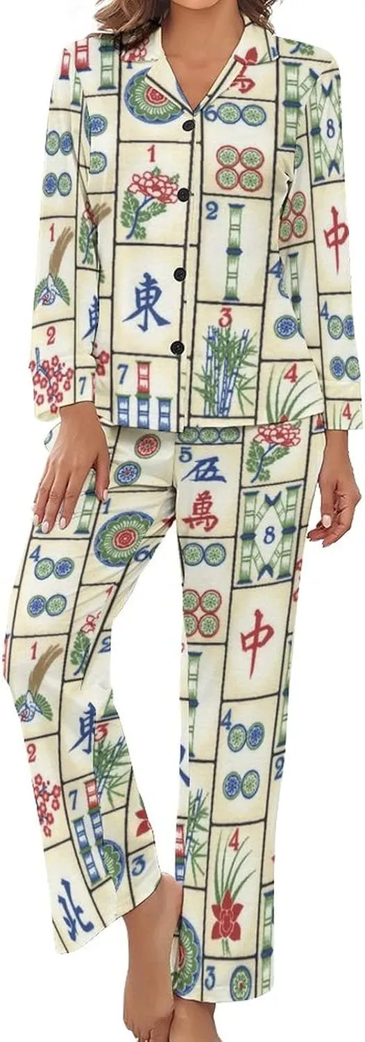 Women's Pajama Set Long Sleeve Loungewear Button Down Sleepwear Top Pants