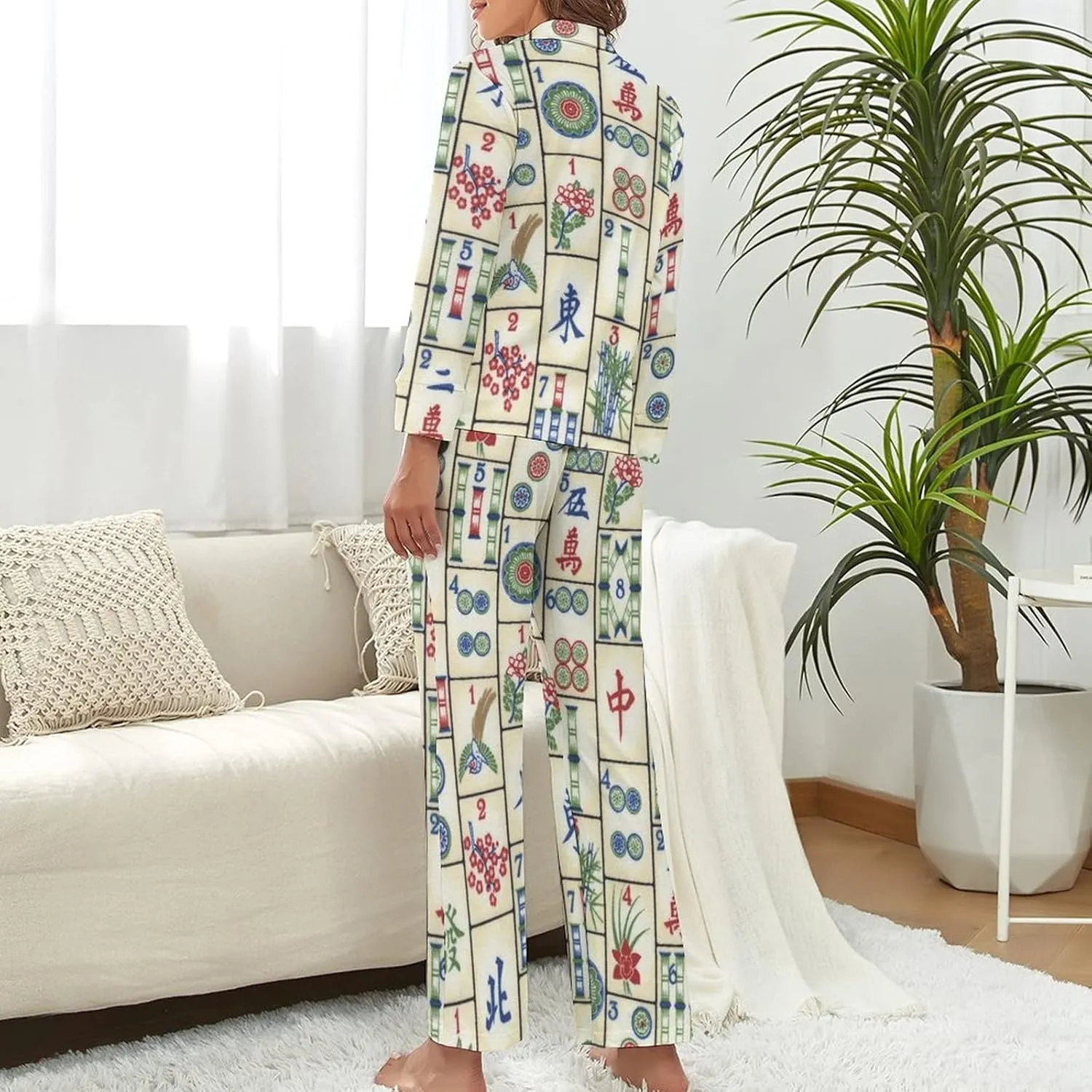 Women's Pajama Set Long Sleeve Loungewear Button Down Sleepwear Top Pants