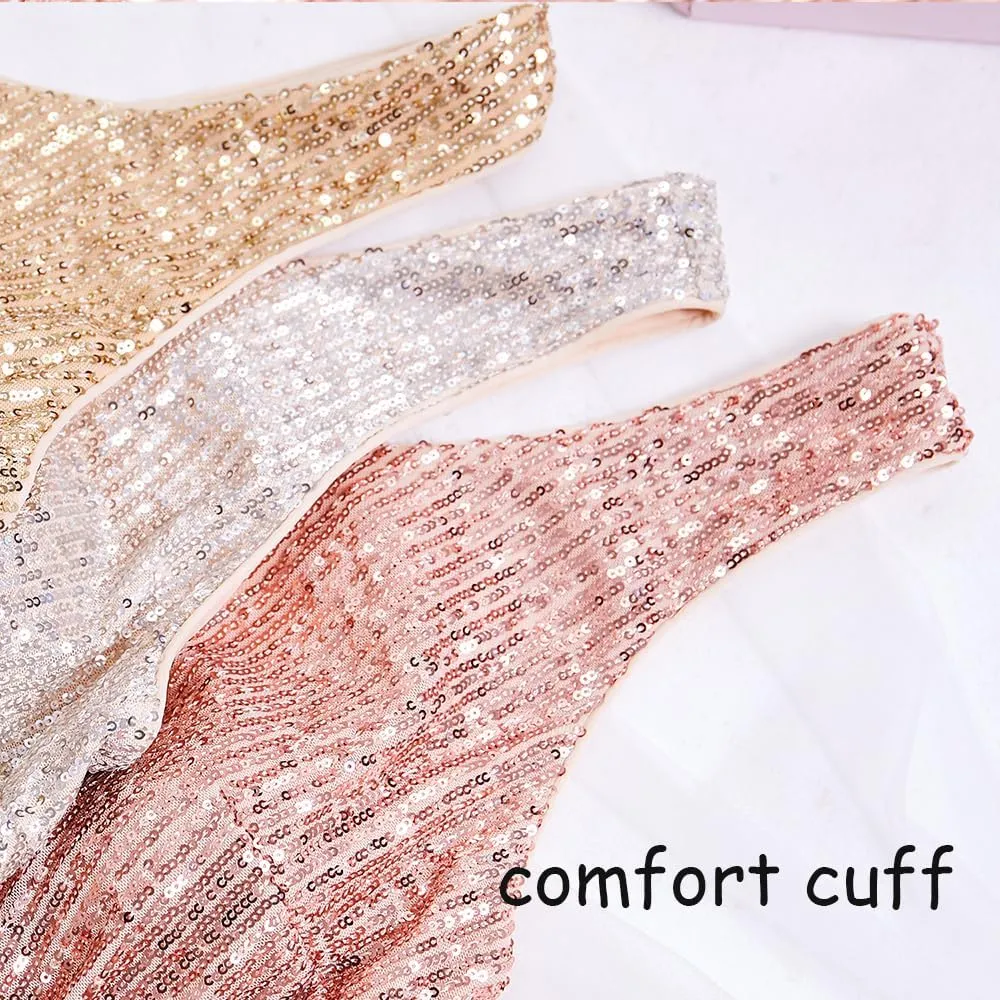 Womens Party Dresses Sequins Tulle Sexy One Shoulder Long Dress Formal Mermaid Evening Prom Gowns