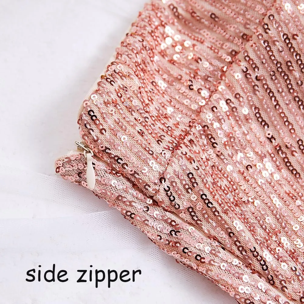Womens Party Dresses Sequins Tulle Sexy One Shoulder Long Dress Formal Mermaid Evening Prom Gowns