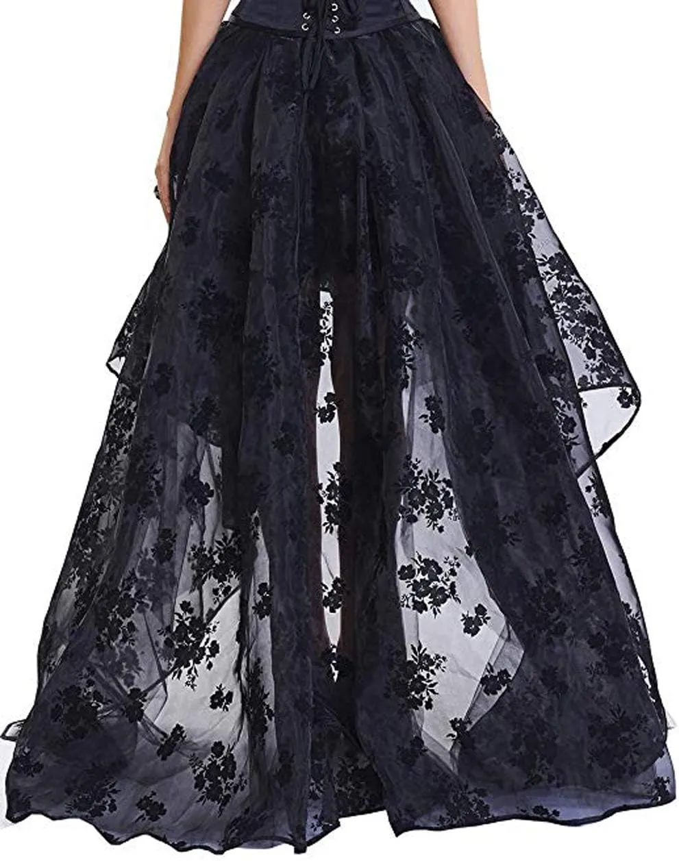 Women's Renaissance Skirt Black Lace Victoria Gothic Long Maxi Skirt Party