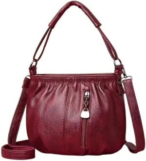 Women's Soft Faux Leather Hobo Handbag, Crossbody Shoulder Purse with Zipper, 8.6x6.3 inches, 3 Colors