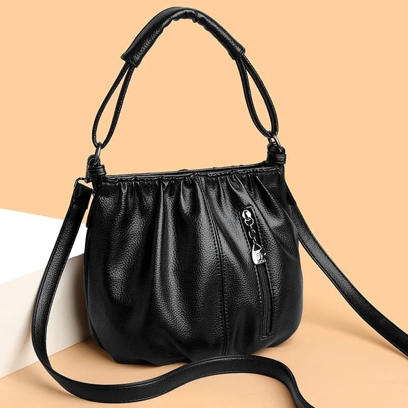 Women's Soft Faux Leather Hobo Handbag, Crossbody Shoulder Purse with Zipper, 8.6x6.3 inches, 3 Colors