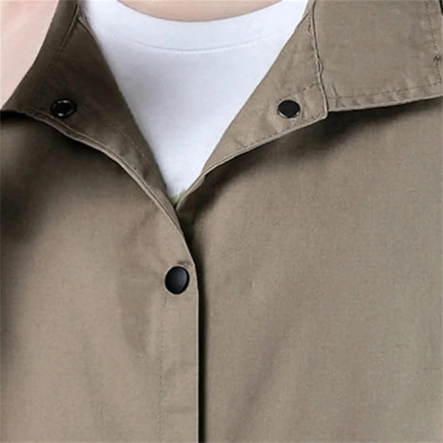 Women's Spring Trench Coat  Long Sleeve Loose Fit Button-Down Mid-Length Casual Jacket With Pockets For Work Office