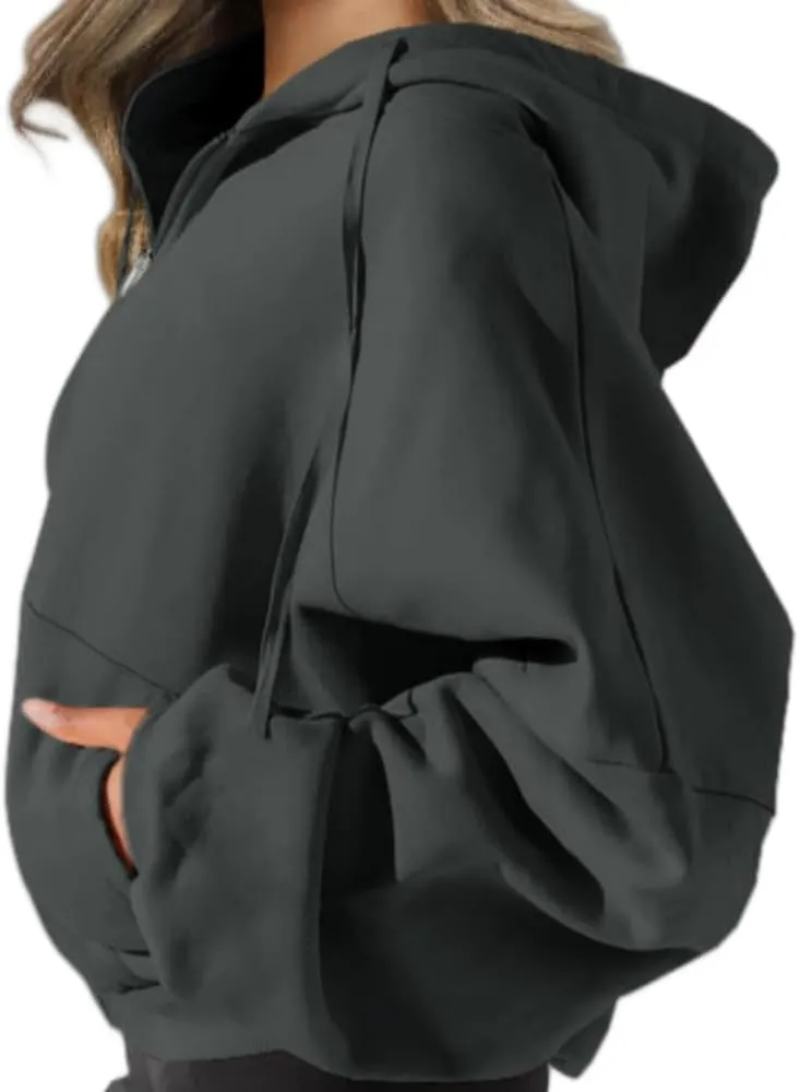 Women's Zip Up Cute Hoodies Fall Jacket Oversized Casual Sweatshirts Jacket Coat for Women