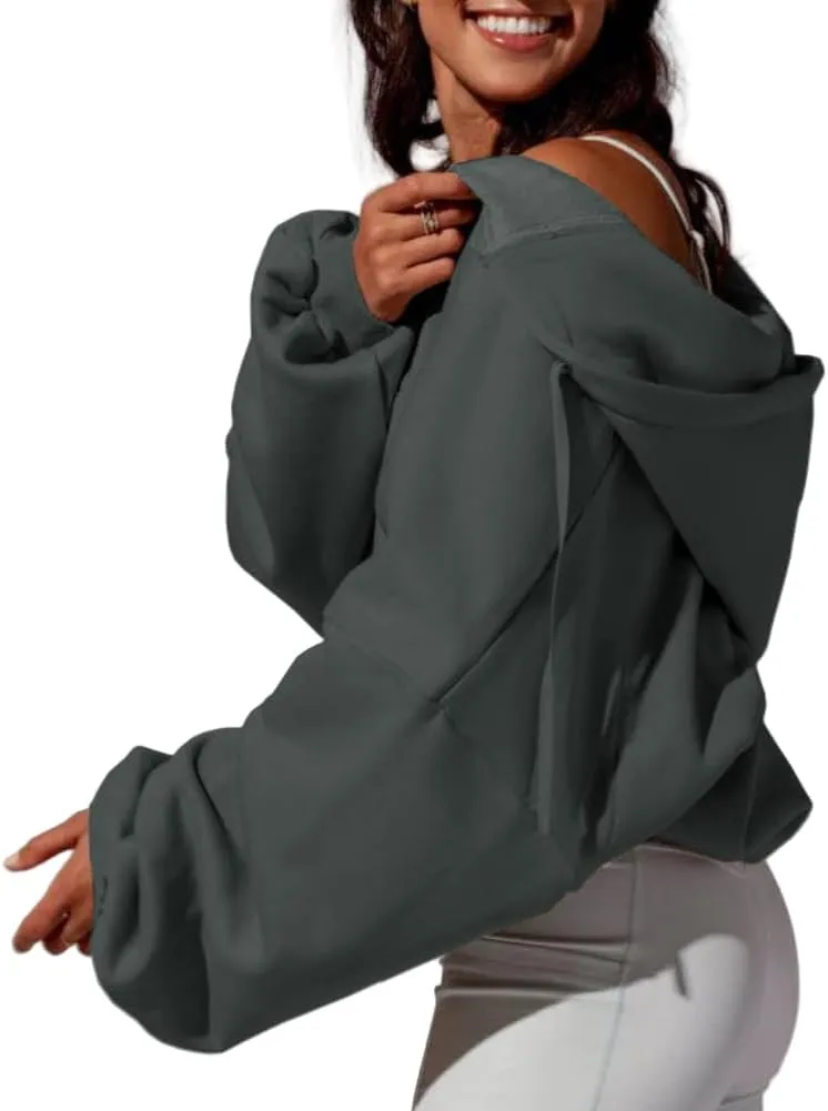 Women's Zip Up Cute Hoodies Fall Jacket Oversized Casual Sweatshirts Jacket Coat for Women