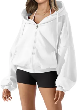 Women's Zip Up Cute Hoodies Fall Jacket Oversized Casual Sweatshirts Jacket Coat for Women