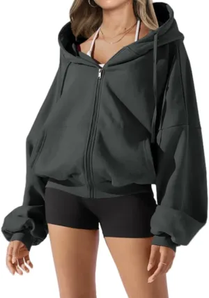 Women's Zip Up Cute Hoodies Fall Jacket Oversized Casual Sweatshirts Jacket Coat for Women