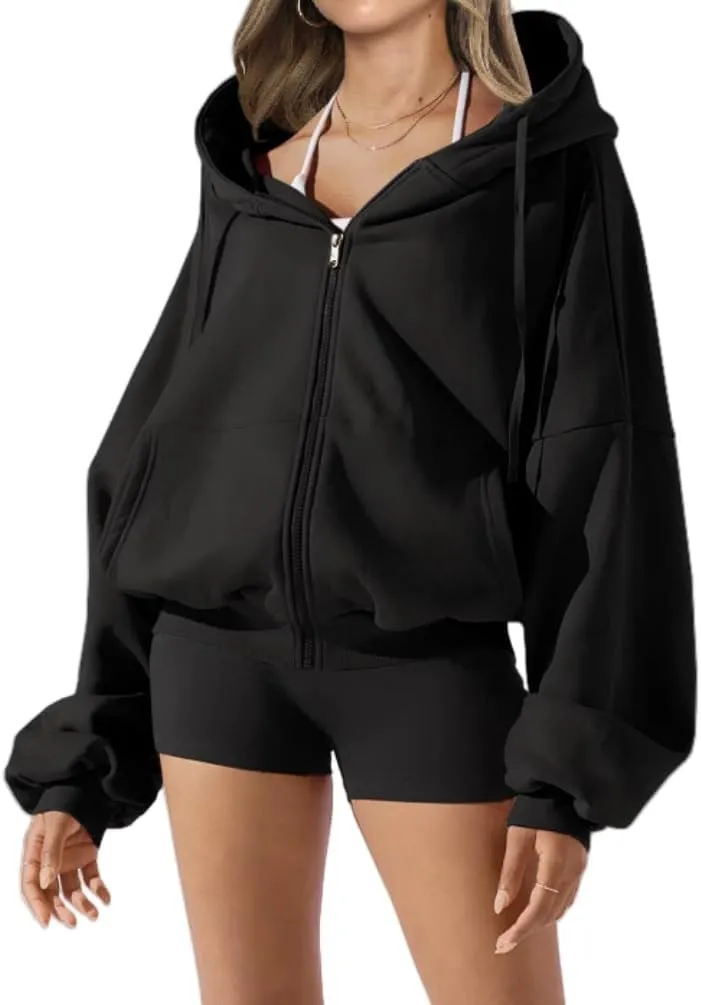 Women's Zip Up Cute Hoodies Fall Jacket Oversized Casual Sweatshirts Jacket Coat for Women