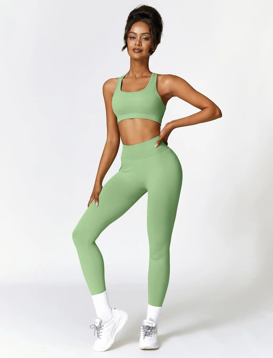 Workout Outfits for Women 2 Piece Sports Bra and High Waist Pants Leggings Women Seamless Yoga Set Gym Clothes Sets