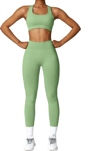 Workout Outfits for Women 2 Piece Sports Bra and High Waist Pants Leggings Women Seamless Yoga Set Gym Clothes Sets