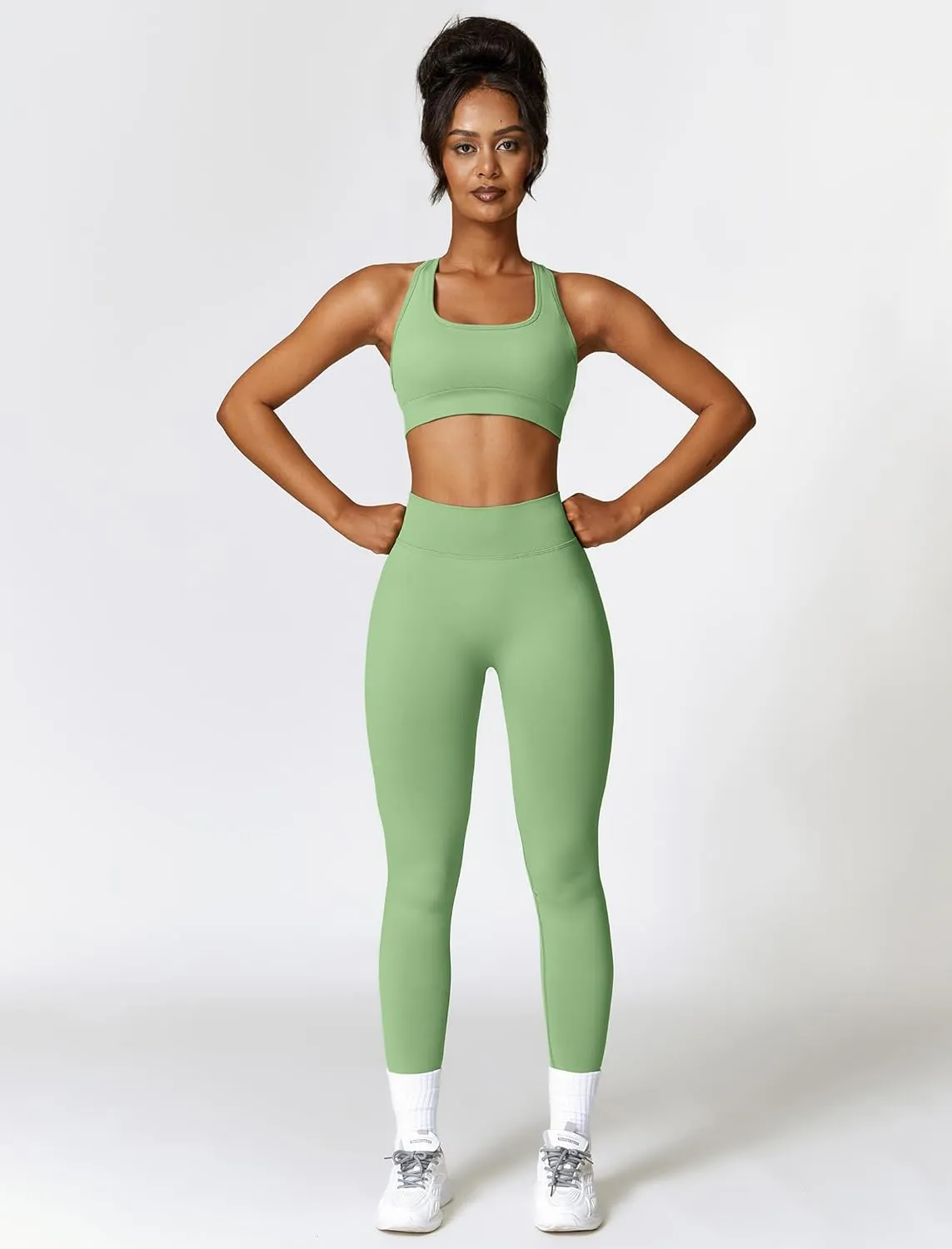 Workout Outfits for Women 2 Piece Sports Bra and High Waist Pants Leggings Women Seamless Yoga Set Gym Clothes Sets