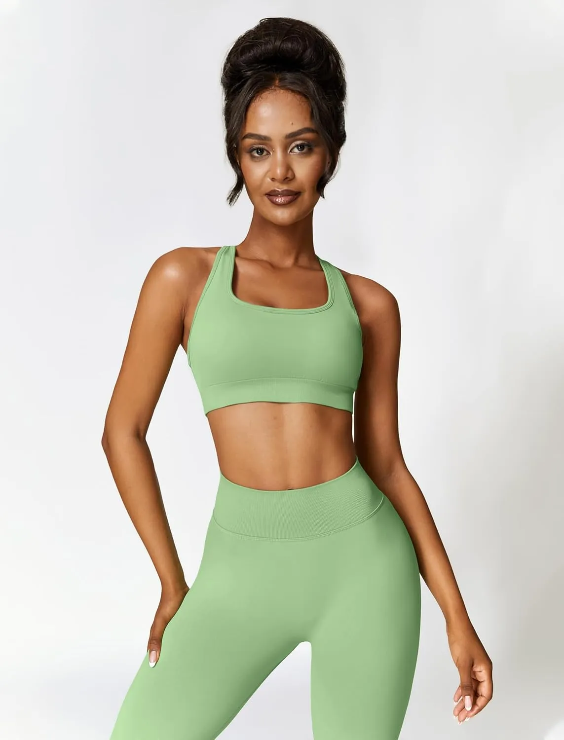 Workout Outfits for Women 2 Piece Sports Bra and High Waist Pants Leggings Women Seamless Yoga Set Gym Clothes Sets